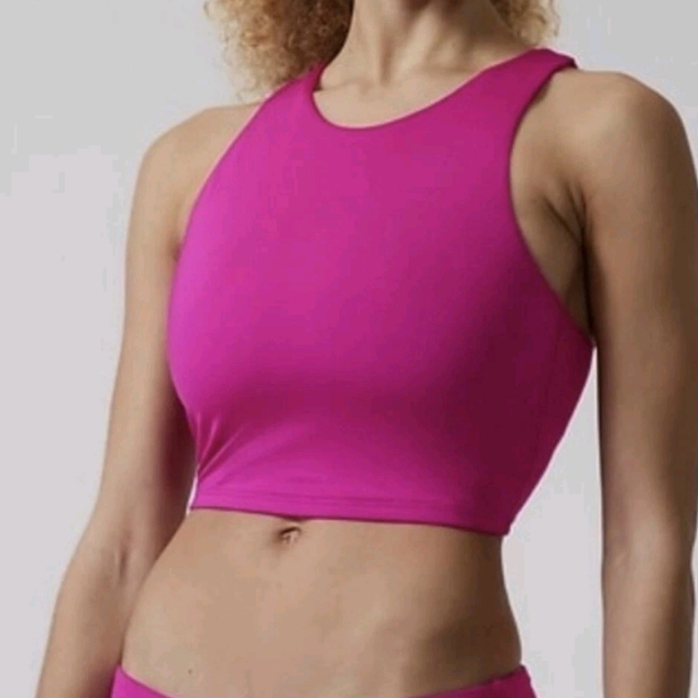 Athleta Conscious Crop Pink Raspberry M NWT Bikini Top - Picture 3 of 8